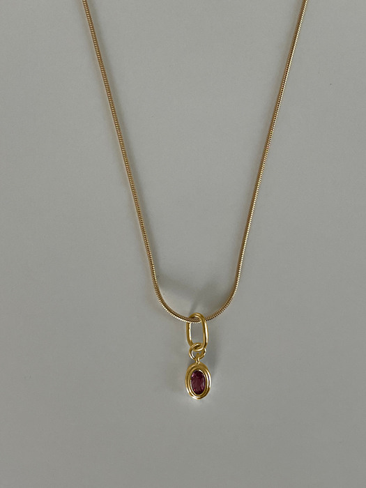 Gemstone Necklace : Oval (White/Pink)