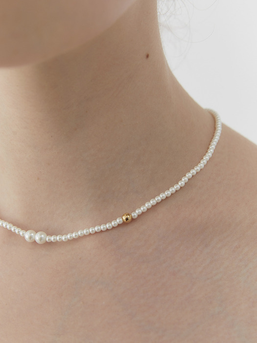 [silver925]two pearl point necklace