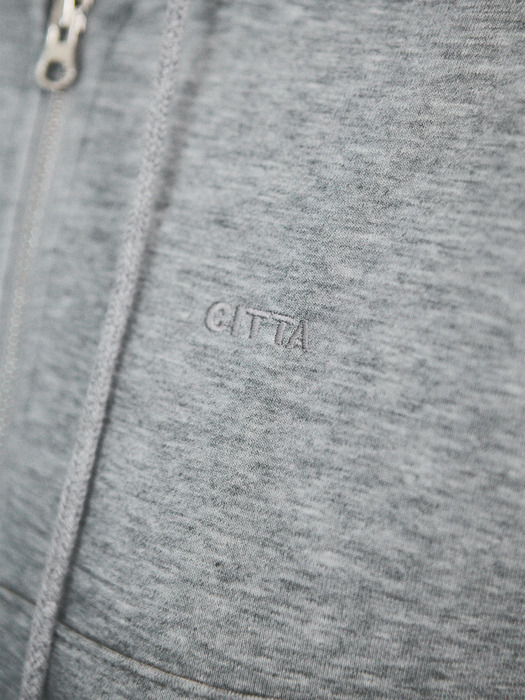 [Essential]Citta Logo Stitch Hoodie Zip-Up_CTT318(Melange Grey)