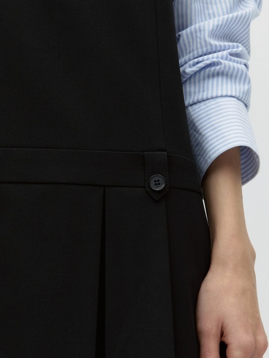 pleats sleeveless mini dress - black