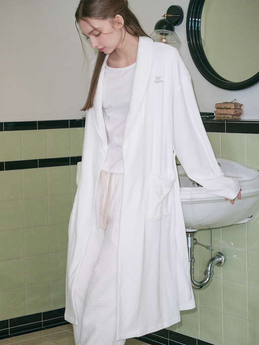 Terry Shawl Collar Robe Gown (white)