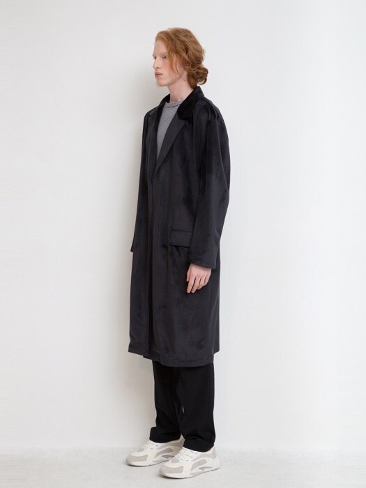 Velvet Robe Coat - Black