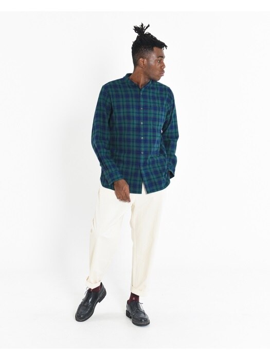 18FW STANDARD STAND COLLAR SHIRT GREEN CHECK