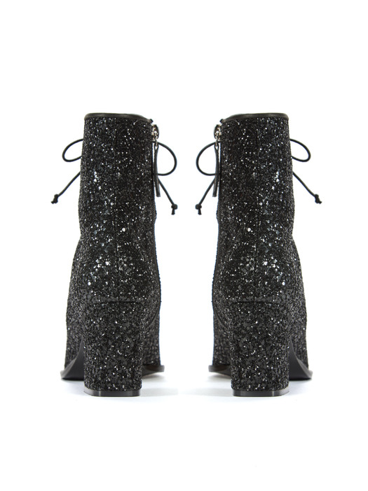 Glitter Lace-up Boots_Black