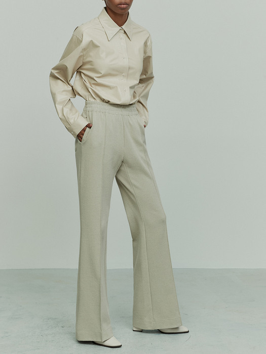 2COLORS PINTUCKED BOOT CUT TROUSERS