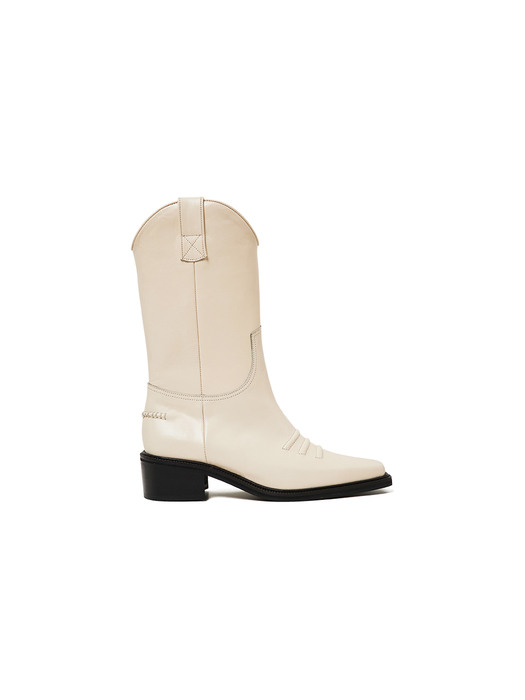 50mm Marfa Western Middle Boots (WHITE)