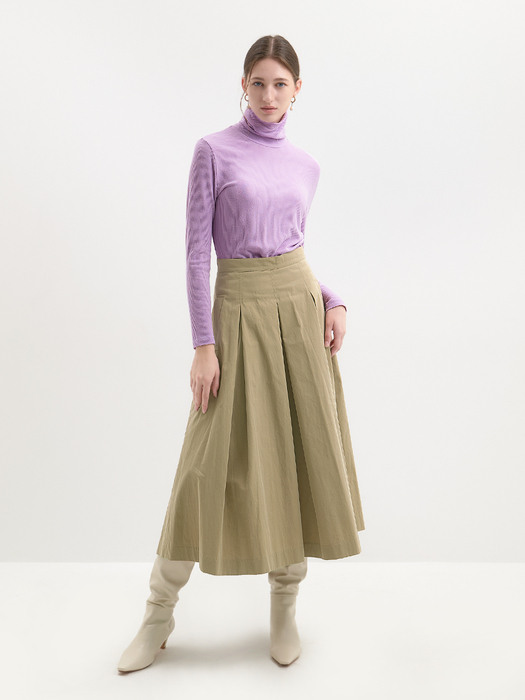 RIBBED TURTLENECK T-LILAC