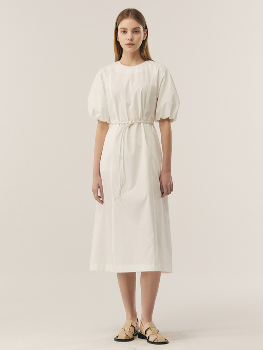 [COTTON] Volume Sleeve Belted Dress_2color