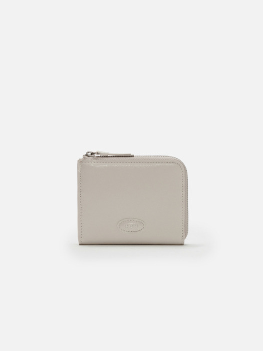 Oval button wallet Wrinkled ivory