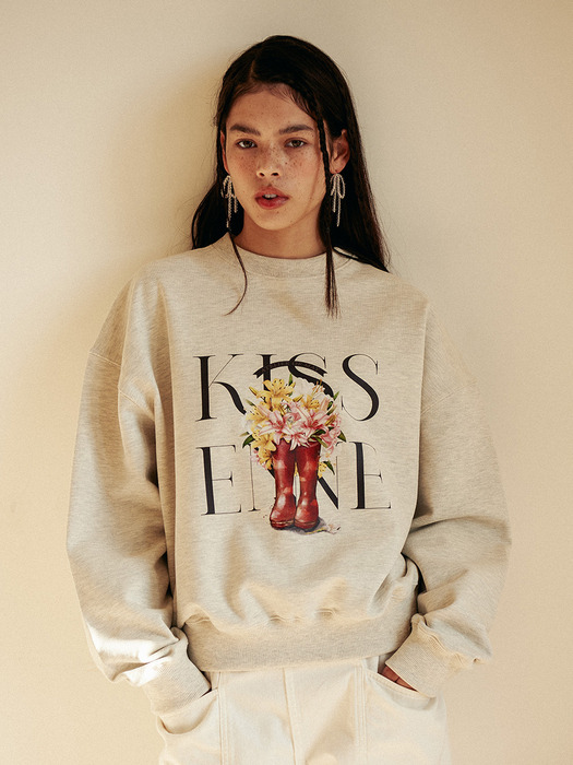 KISS FOR FLOWER SWEAT SHIRTS [M.GREY]