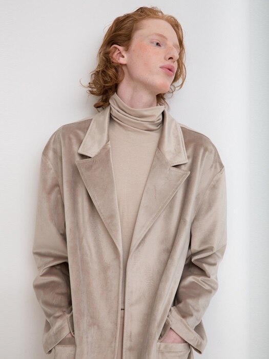 Velvet Robe Coat - Beige
