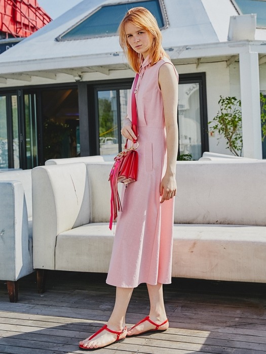Cotton Linen Buttondown Dress_Pink