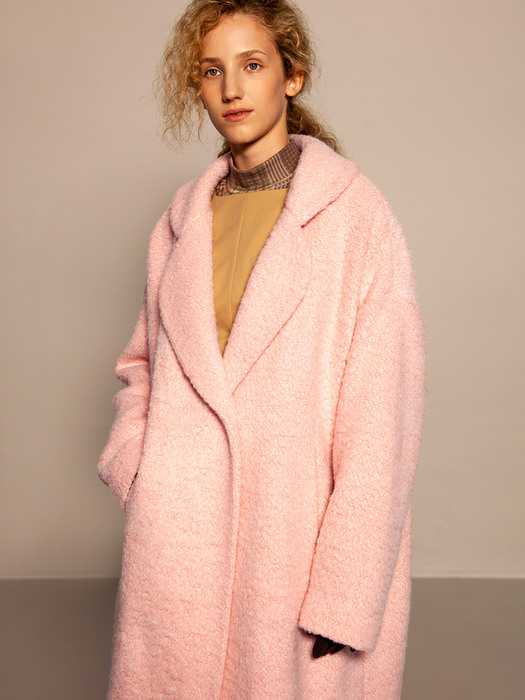 Flower Collar Wool Coat_Pink