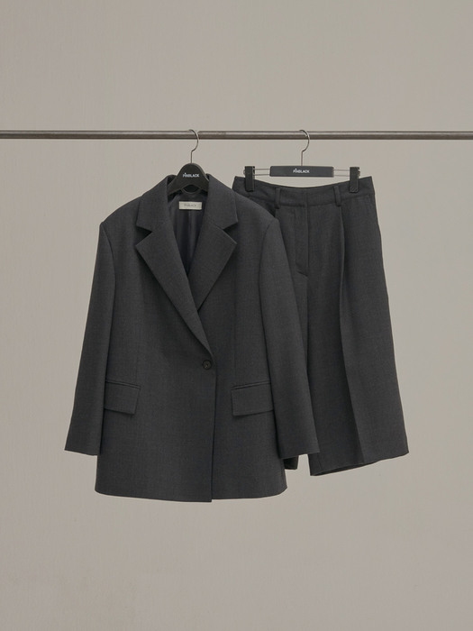 OVERFIT SINGLE BUTTON JACKET CHARCOAL
