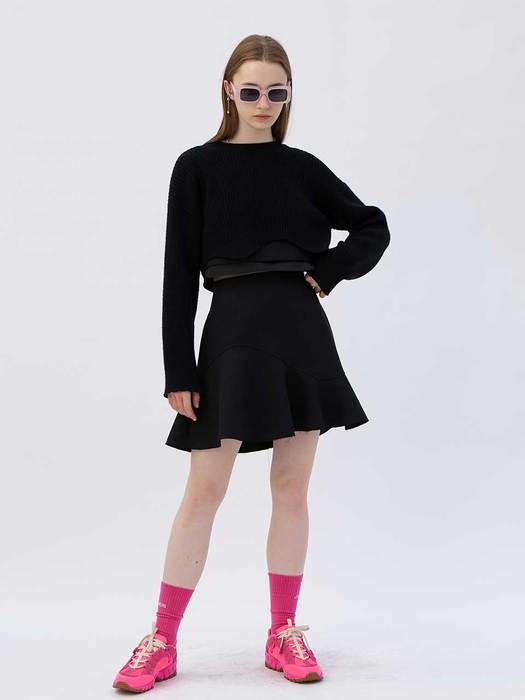 23 Spring_ Black Flare Mini Skirt