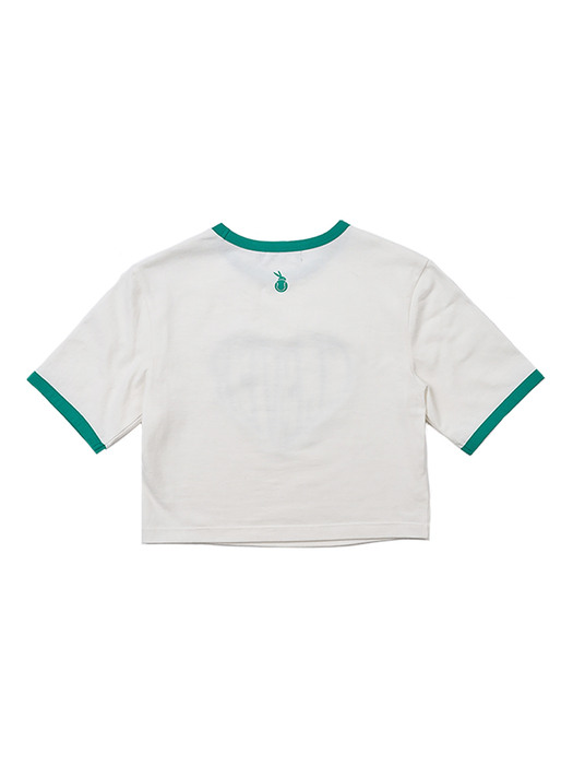 Heart Ringer Crop T-Shirt (Green)