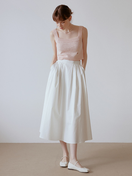 [단독]Letter pleats skirt (white)
