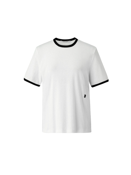 Ribbed binding B point T-shirt - White