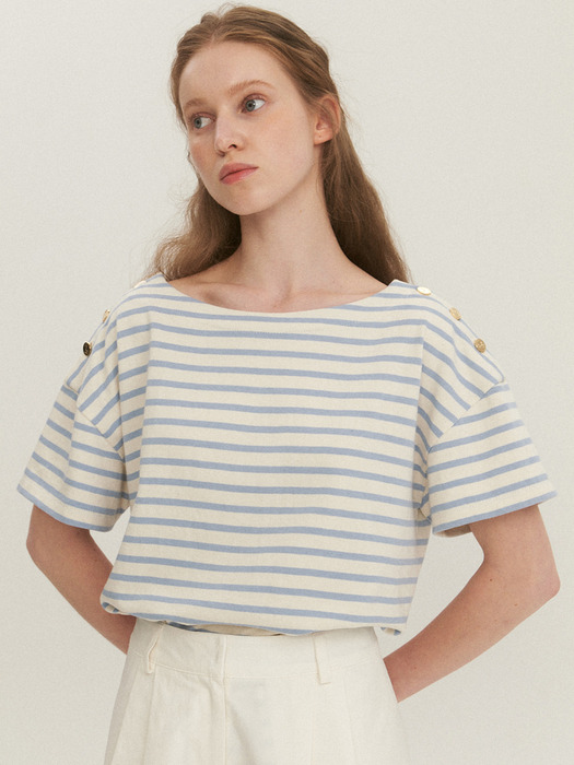 Striped Half Sleeve T-shirt_3color