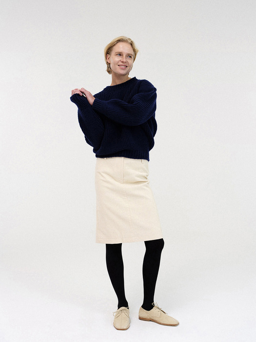 Corduroy h-line skirt (Cream)