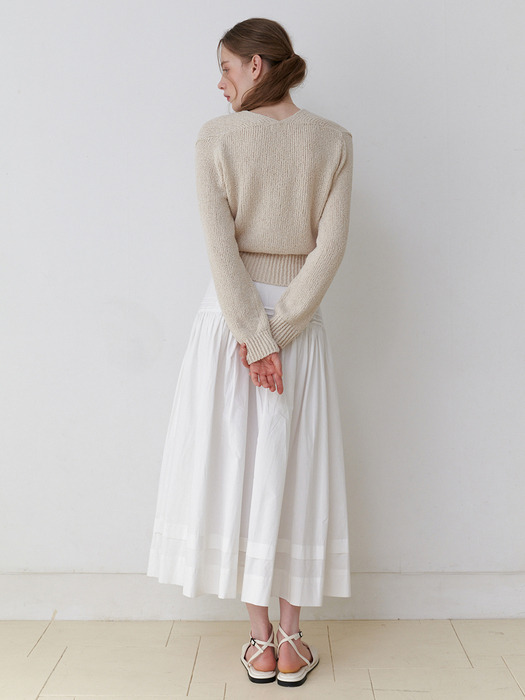 Powder pintuck skirt (white)