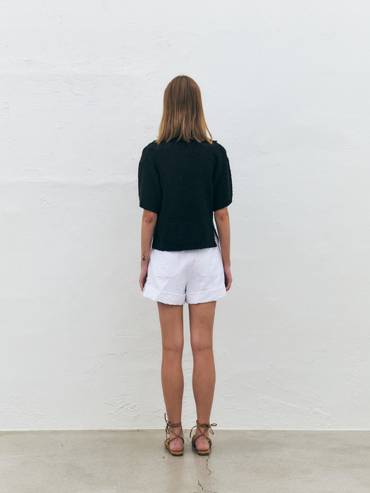 Paisley Linen Blend Shorts, White