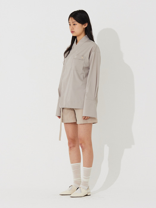 Over-fit Wrap Shirt_Beige