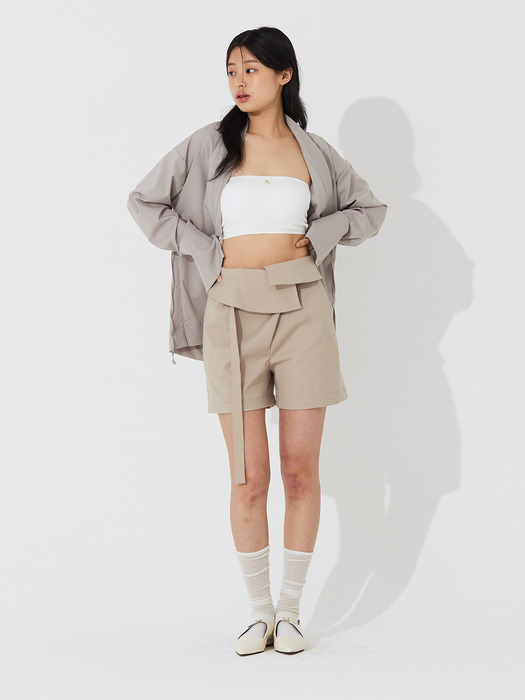 Over-fit Wrap Shirt_Beige