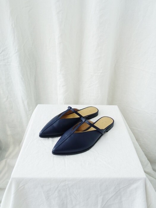 T strap mules Navy 
