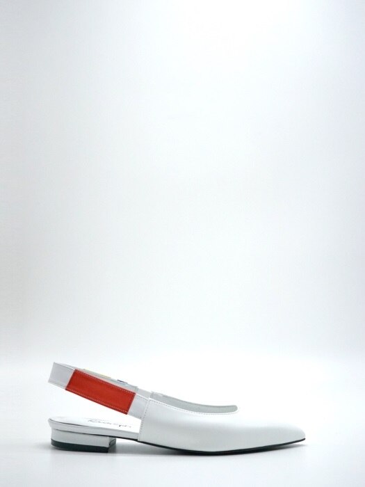 10 FLAT SHOES SLING BACK IN THREE PRIMARY COLORS AND WHITE LEATHER