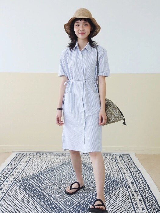 OXFORD WASHING ONEPIECE-SKYBLUE