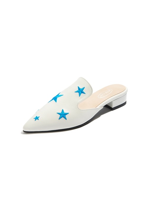 Starry Flat mules - White