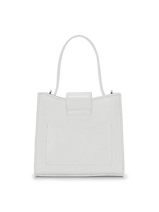 SQUARE MINI LEATHER BUCKLE BAG IN IVORY