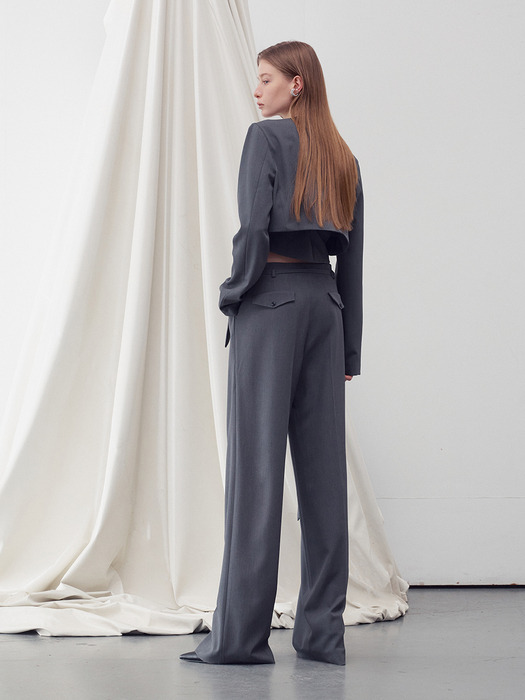 STRAIGHT LEG BELTED TROUSER CHARCOAL