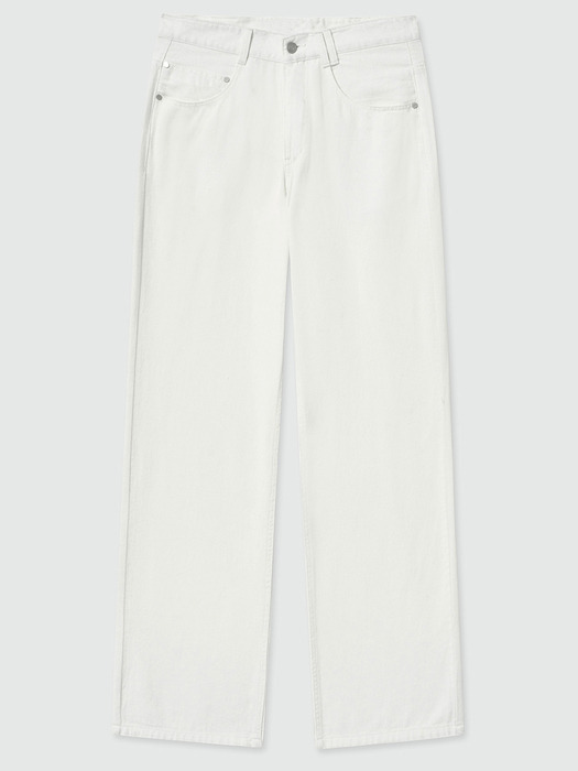 [린넨라이크데님]Linen Like Mid Rise Wide Jeans DCPT039Ivory