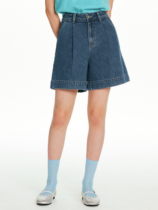 BOLZANO Tucked denim shorts (Mid blue/Ice blue)