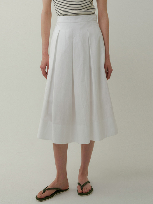 cotton pleats skirt (white)