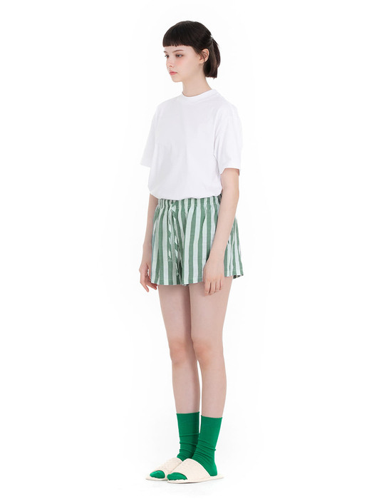 올리브 스트라이프 여성 shorts