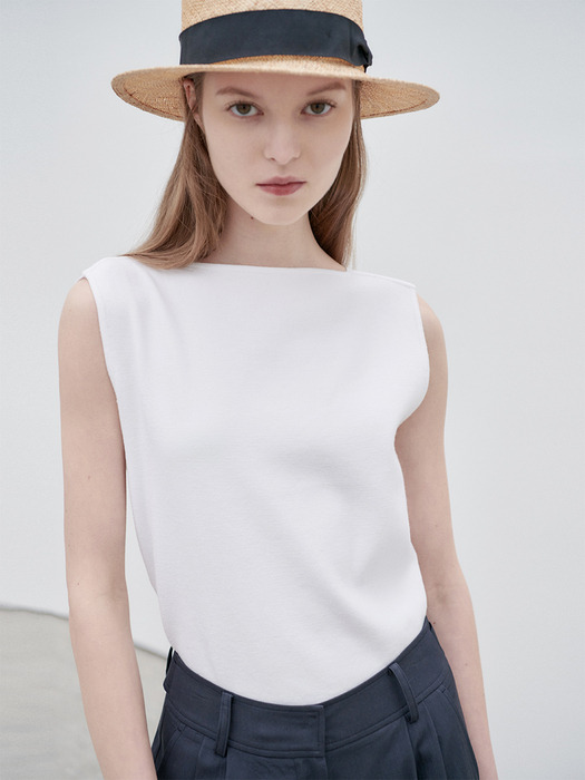 Minimal sleeveless knit pullover [2colors]