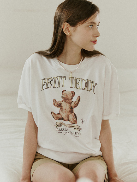 Petit Teddy Half Sleeve Sweatshirt - Off White