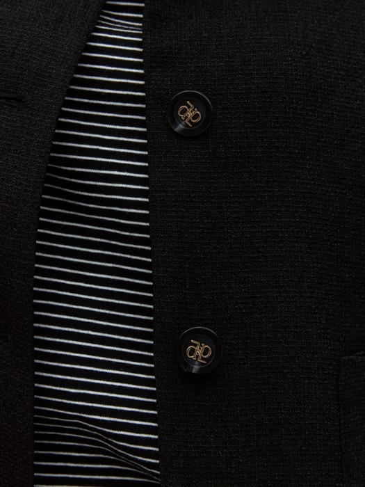 collar tweed half jacket - black