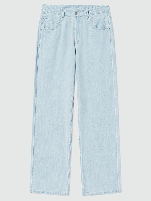 [린넨라이크데님]Linen Like Mid Rise Wide Jeans DCPT039LightBlue