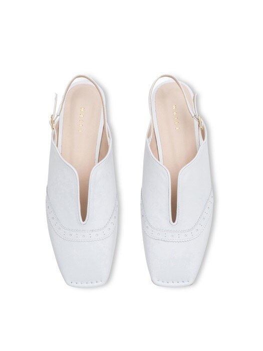 Lady wing tip slingback flats_white