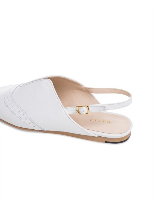 Lady wing tip slingback flats_white