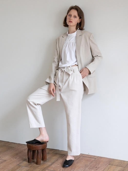 BELTED COTTON TROUSERS (IVORY)