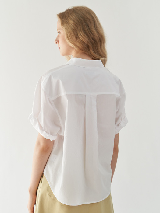 Roll-up cotton shirt ( Off white )