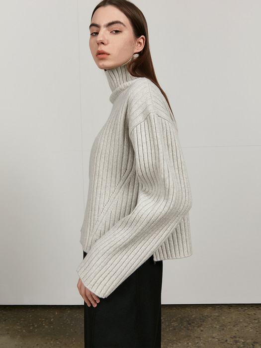 TOW CASHMERE RIBBED TURTLENECK KNIT_3 COLOR