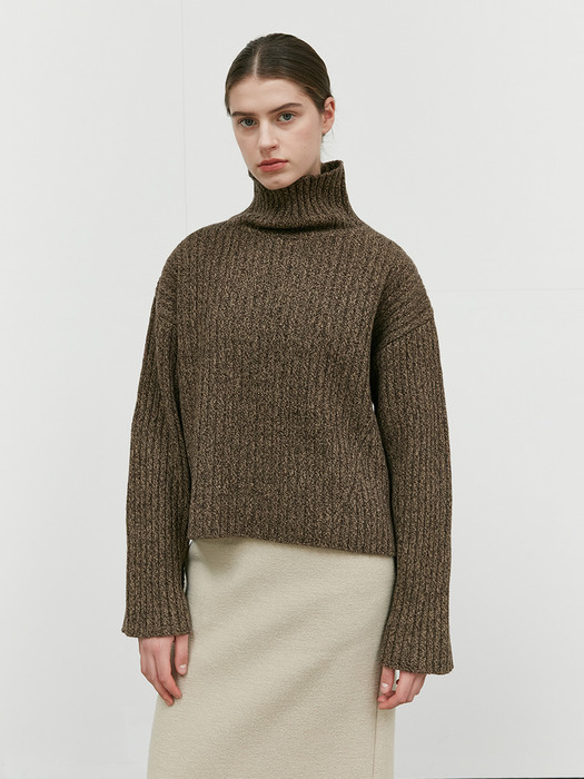 TOW CASHMERE RIBBED TURTLENECK KNIT_3 COLOR