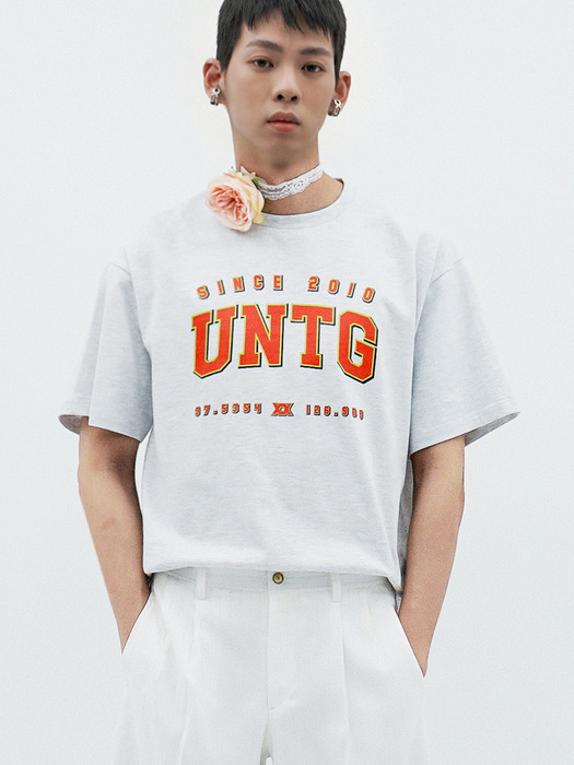 UNTG Logo-Print Oversized T-Shirt[Grey Melange(UNISEX)]_UTT-ST73 