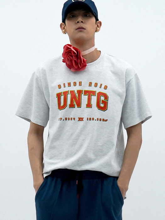 UNTG Logo-Print Oversized T-Shirt[Grey Melange(UNISEX)]_UTT-ST73 